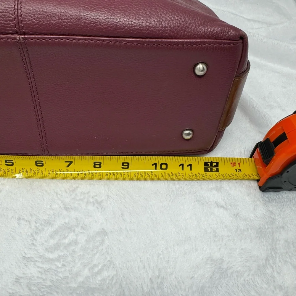 Nino Bossi Burgundy‎ Leather Hobo Shoulder Bag Braided Strap zip Closure